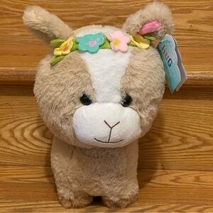 NWT Hug Me Donkey Goat Stuffed Plush Animal with Flowers Crown 12”